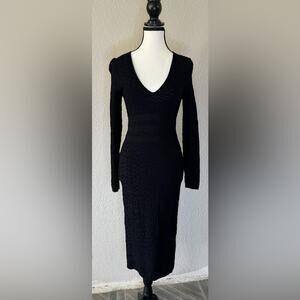 Good American Textured Black Long Sleeve Dress - L